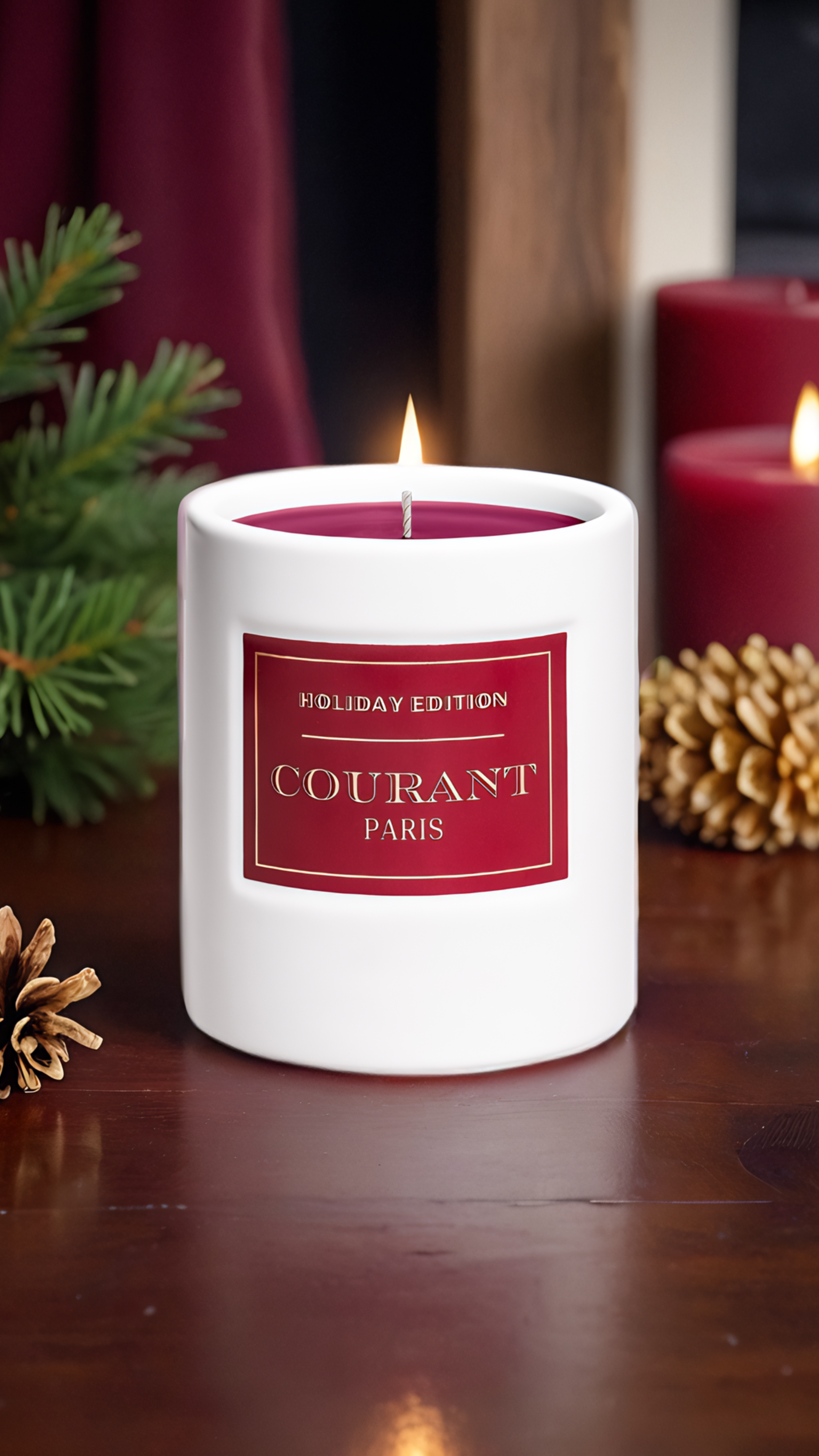 Luxury travel-inspired scented candle photo by COURANT Paris, handcrafted in France.